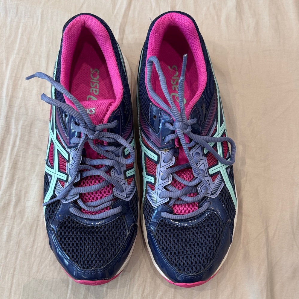 ASICS Women's Athletic Shoes - Navy, Pink, and Mint women’s size 9